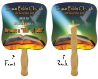 Custom Printed Religious Paper Hand Fans: Church Fans & Stock Photo Jesus, Church, & Bible themed Stick Fans